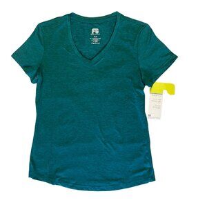 Fit Collective Active T-Shirt Medium Quick Dry Stretch V-Neck Short Sleeve Blue